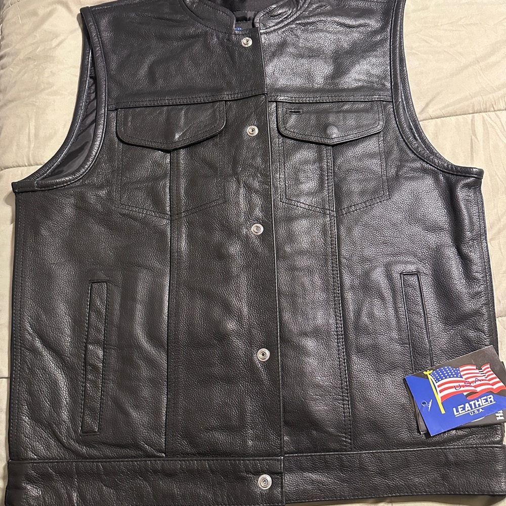 Men's Black Leather Vest